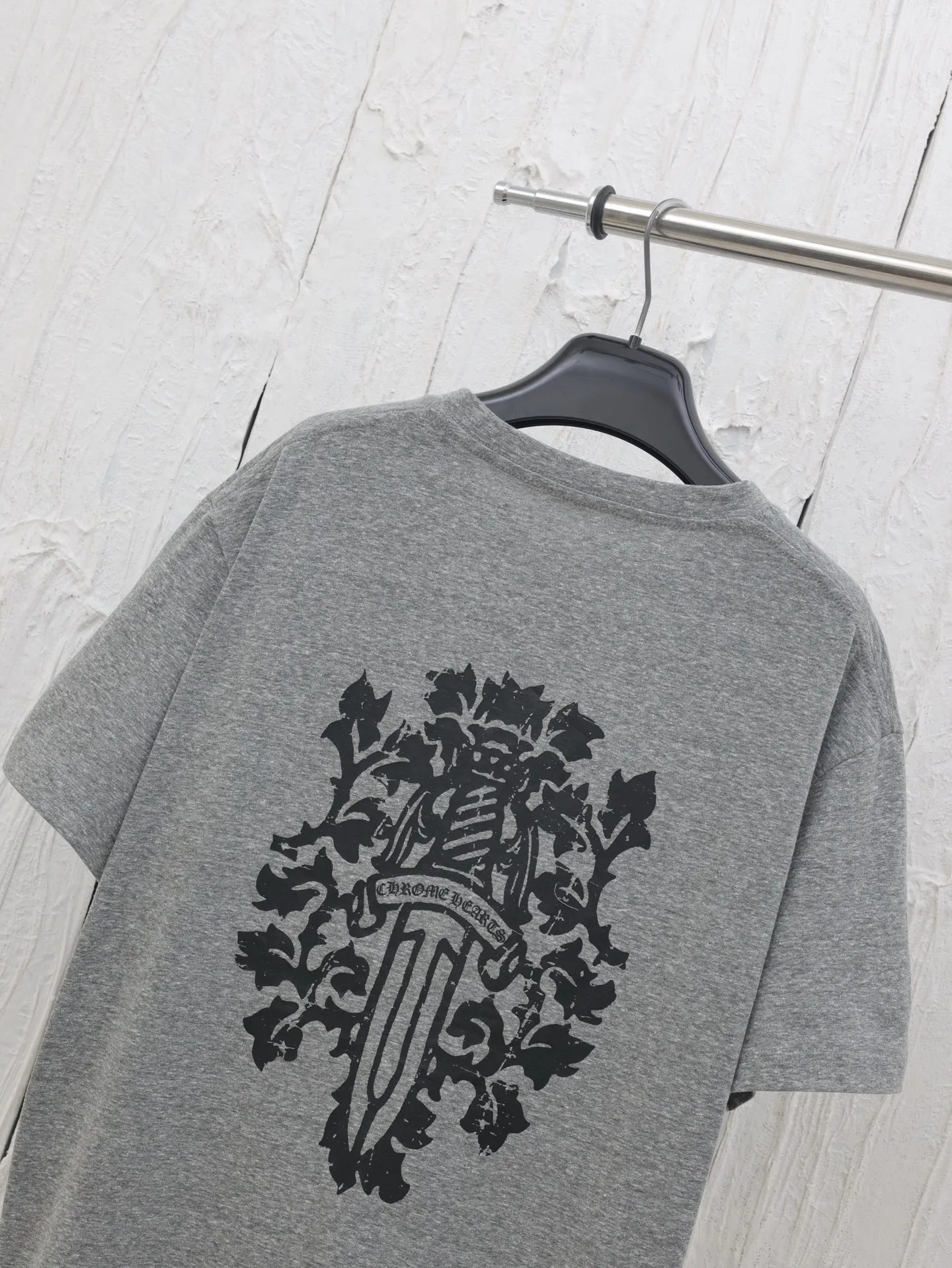 🅿️290 Chrome Heart*/Chrome Heart Ch floral gray sword short-sleeved T-shirt YB custom-dyed floral gray 26 weave 200g Gray fabric is extremely expensive and there is no current fabric in the market. Printing uses a variety of printing techniques. Customized accessories Size: S/M/L